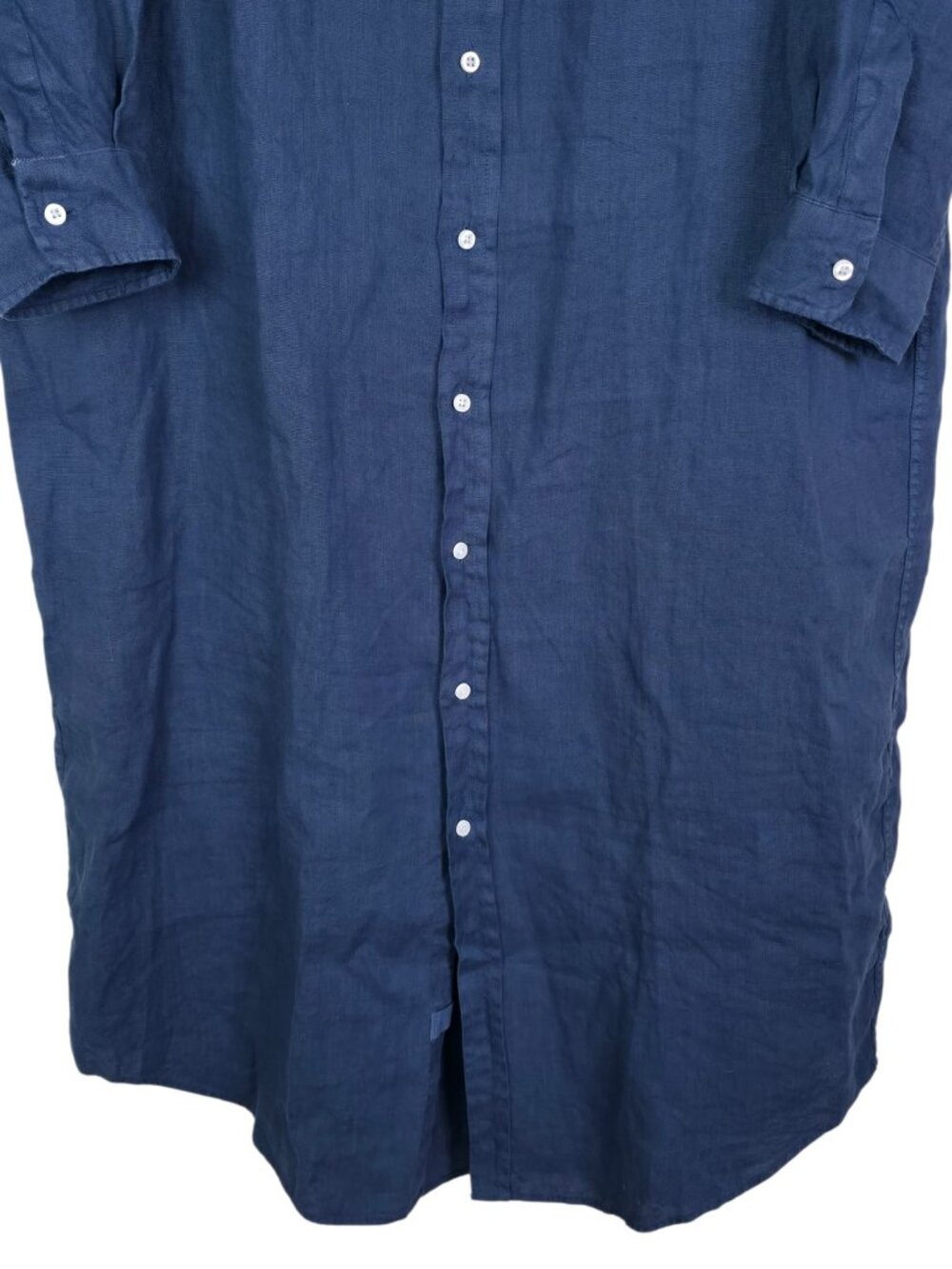 Frank & Eileen Rory Dress Navy Blue Washed Linen Maxi Shirtdress Size XL - Picture 6 of 10